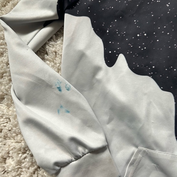 Super cool, trippy Indie Boho artistic men’s cool color block hoodie. - Picture 3 of 4